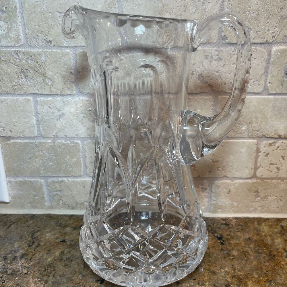 Drink Pitcher American Brilliant Period Cut Crystal Glass‎ 9 Inch Tall Geometric